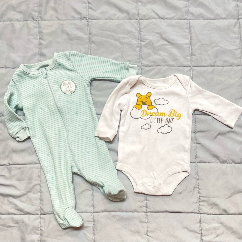 Newborn Disney Baby Mikey Mouse PJ & Winnie the Pooh Bodysuit